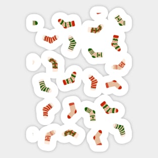 Christmas sock illustration, cute green polka dot holiday pattern 5 Sticker